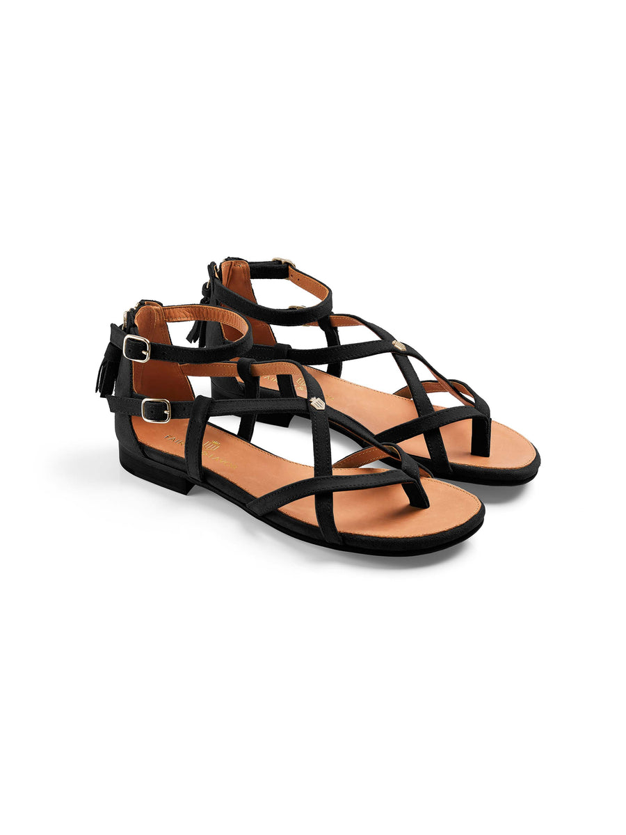 The Brancaster - Women's Sandals - Black Suede