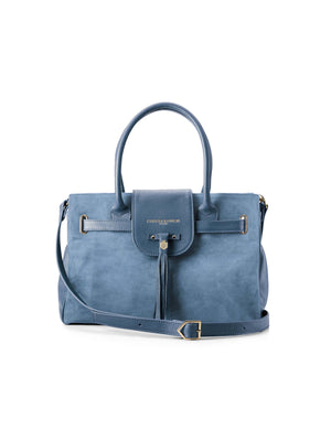 The Windsor - Women's Handbag - Cornflower Blue Suede