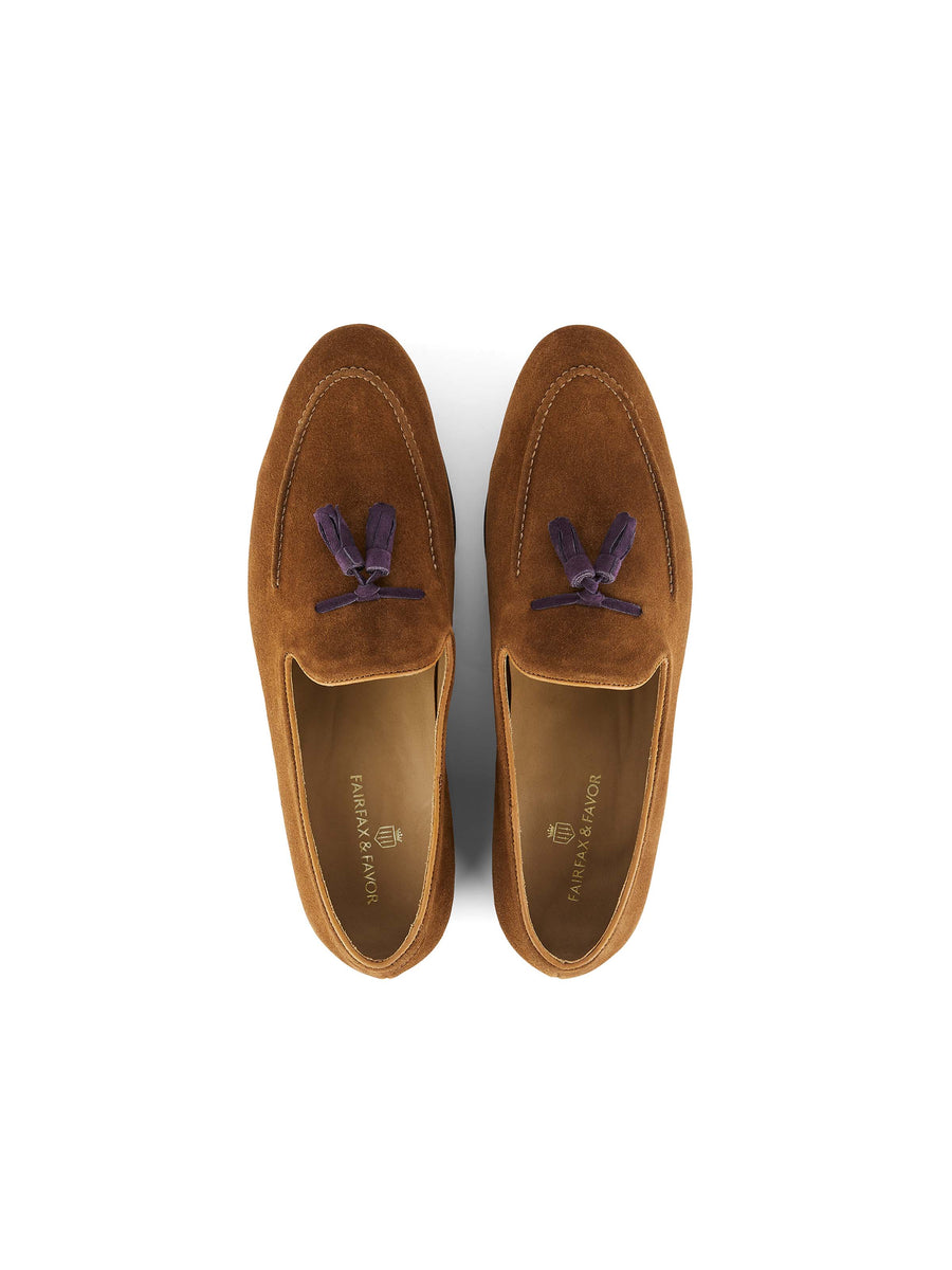 The Bedingfeld - Men's Tassel Loafers - Cognac Suede