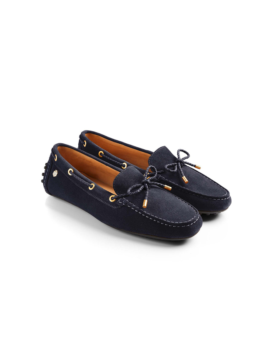 The Henley - Women's Driving Shoes - Navy Blue Suede
