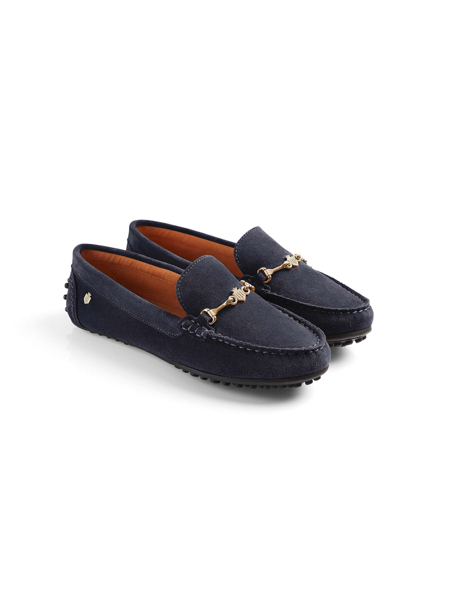 The Trinity - Women's Driving Shoes - Navy Blue Suede