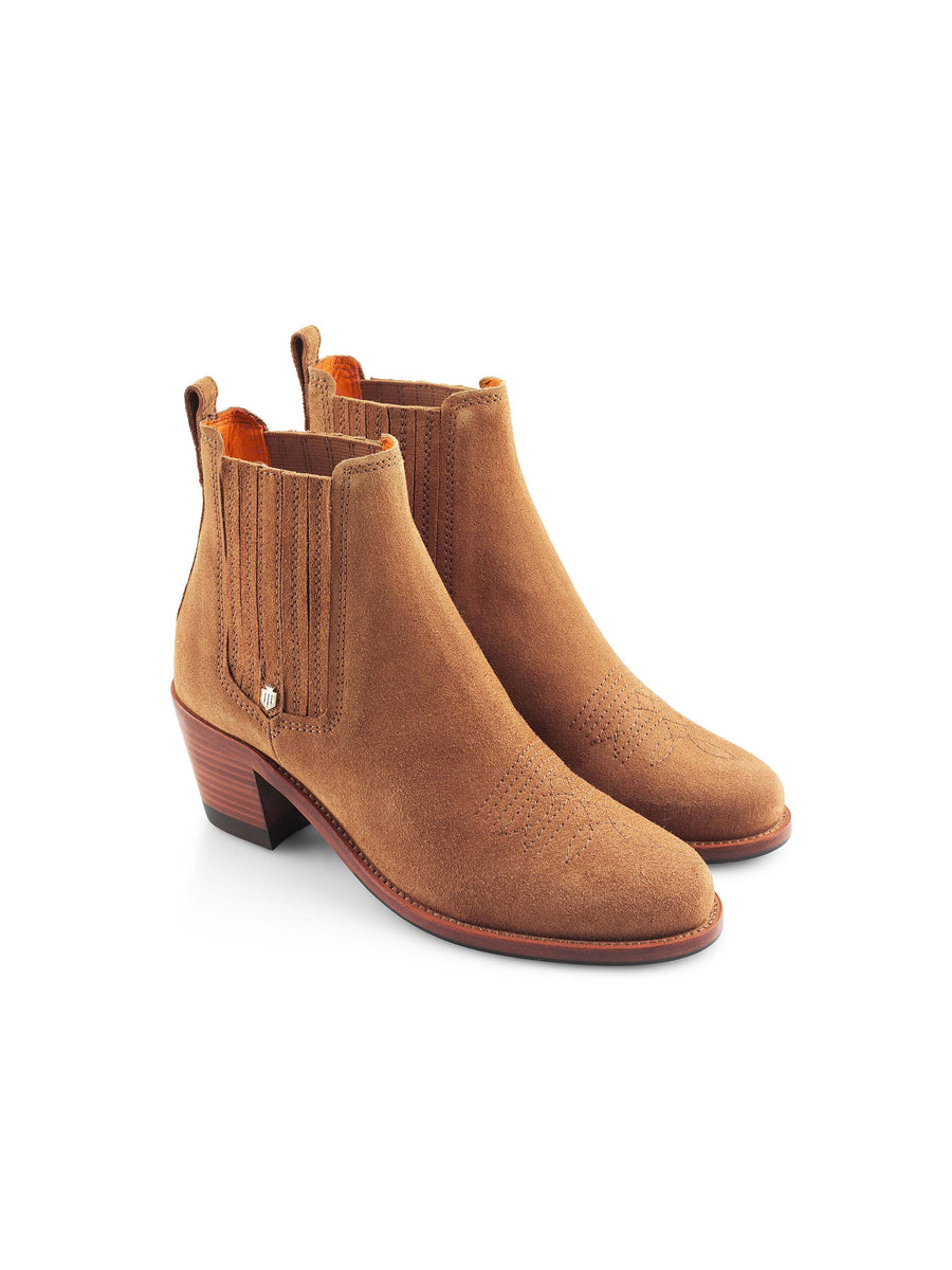 The Rockingham - Women's Heeled Ankle Boots - Tan Suede
