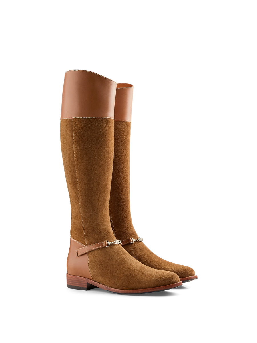 The Octavia - Women's Boots - Tan Suede, Regular Calf
