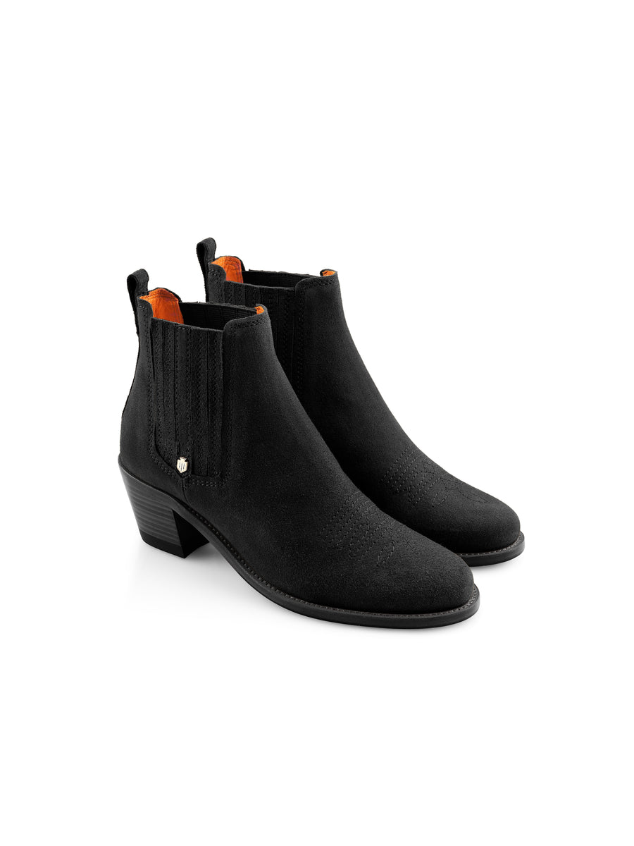 The Rockingham - Women's Heeled Ankle Boots - Black Suede
