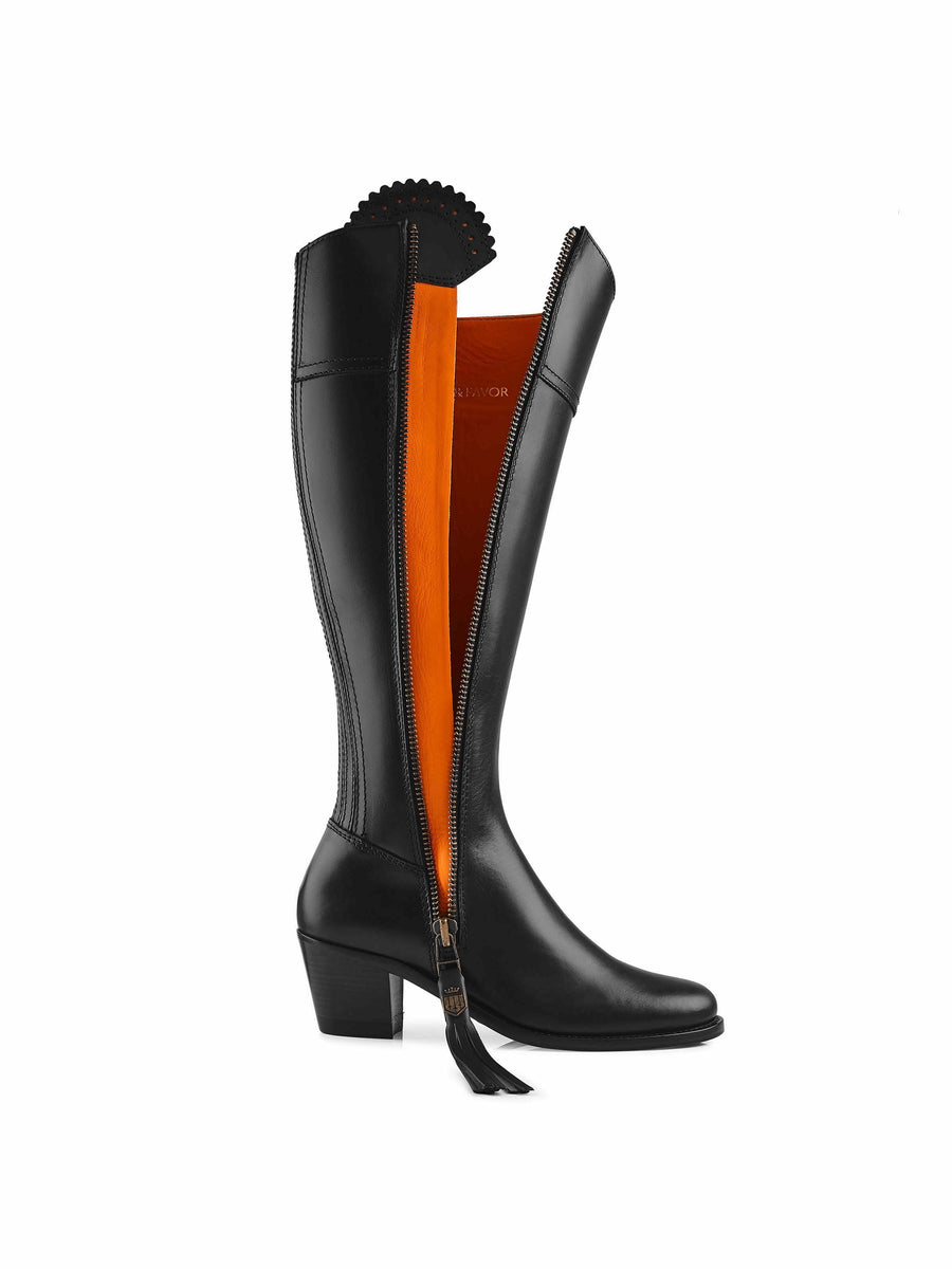 The Heeled Regina (Black) Sporting Fit - Leather Boot