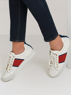 The Cannes Trainer - White - Navy &amp; Red