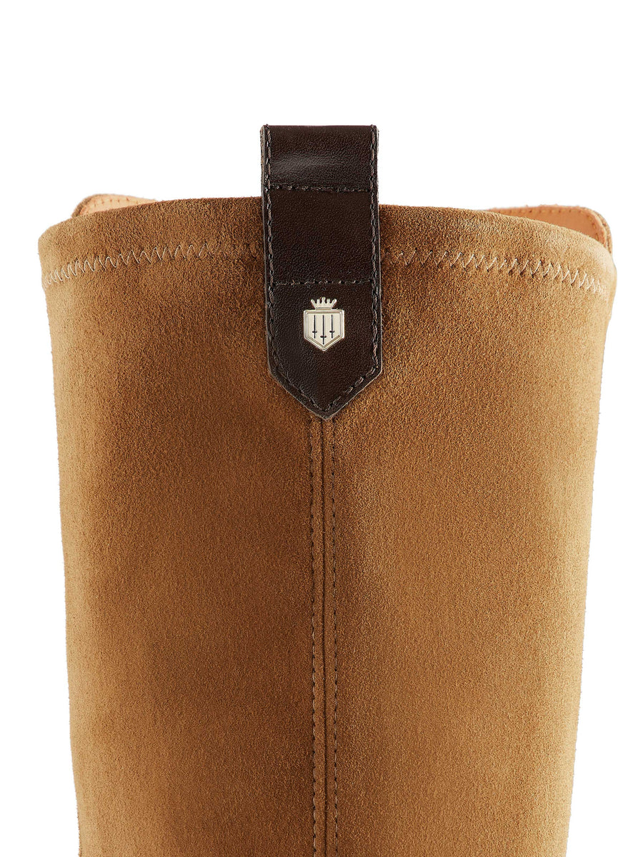 The Belgravia - Women's Flat Tall Boots - Tan Suede