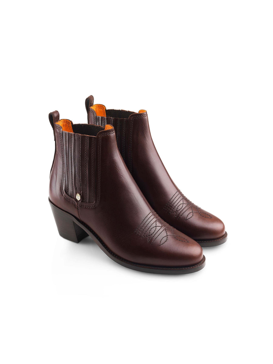 The Rockingham - Women's Heeled Ankle Boots - Mahogany Leather
