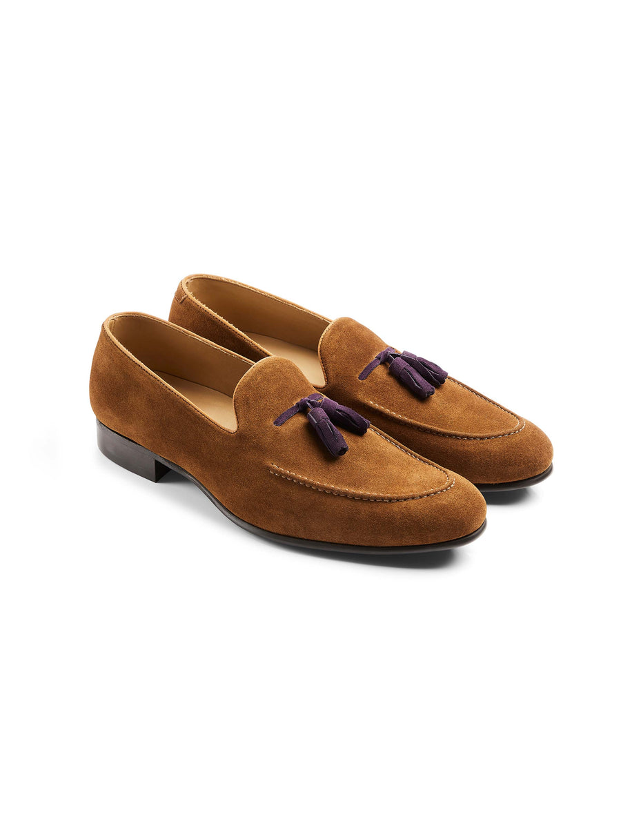 The Bedingfeld - Men's Tassel Loafers - Cognac Suede