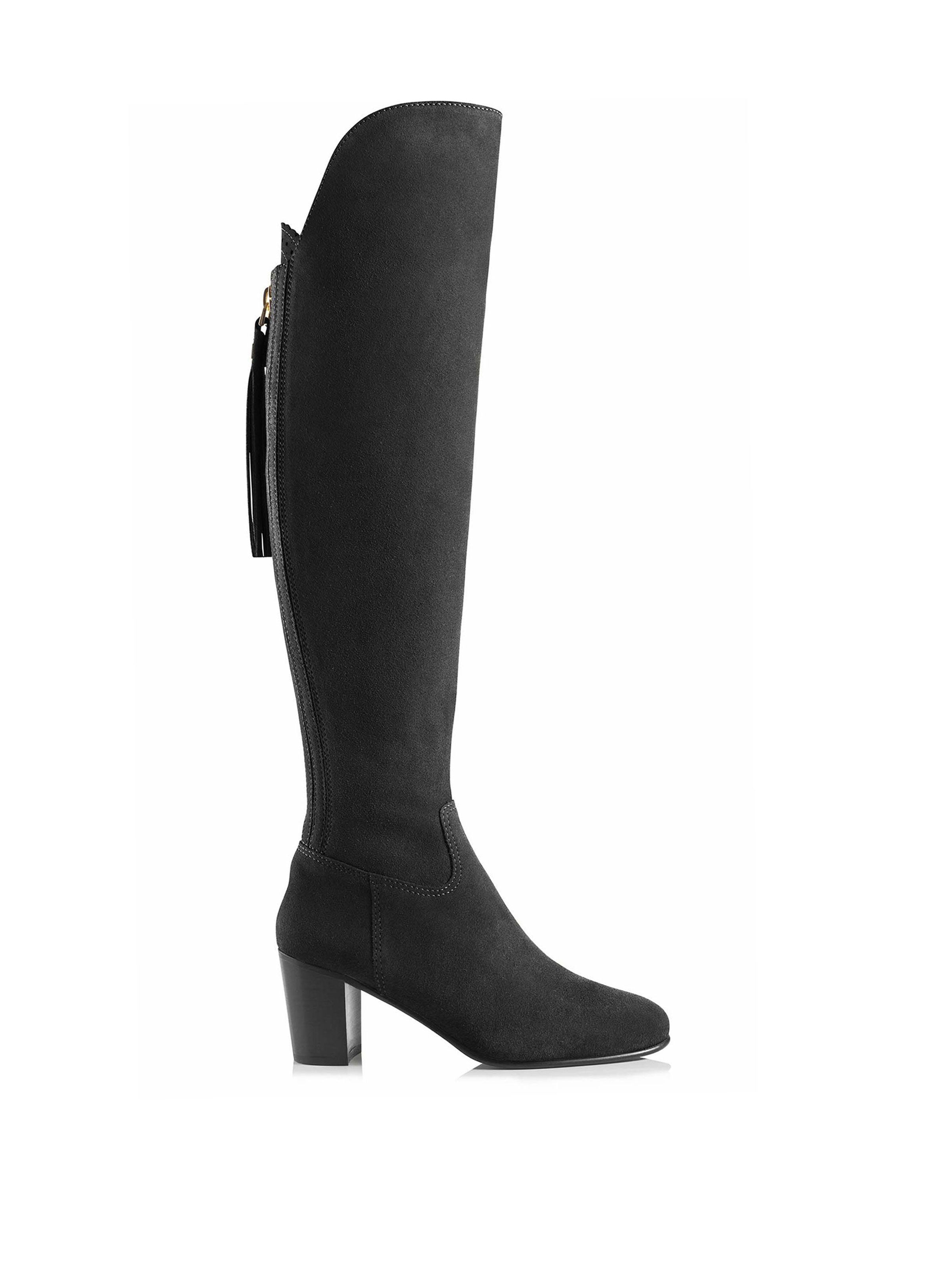 Amira - Women's Over the Knee Boots - Black Suede