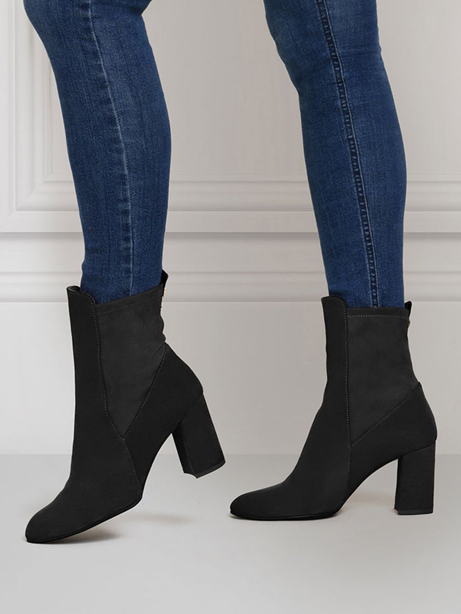 The Heeled Belgravia Ankle - Black Suede