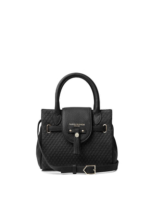 The Windsor - Women's Mini Handbag - Quilted Black Suede