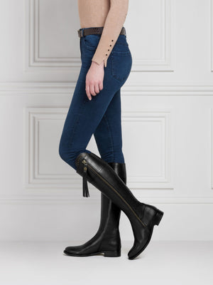 The Regina - Women's Tall Boot - Black Leather, Regular Calf