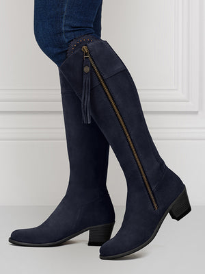 The Heeled Regina (Sporting Fit) - Navy Blue Suede