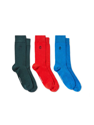 The Signature Men's Sock Set - Men's Sock Gift Set - Green/ Red/ Cobalt