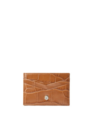 The Signature Card Holder - Tan Croc Leather