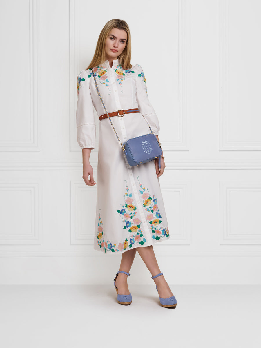 The Finsbury - Women's Crossbody Bag - Cornflower Blue Suede