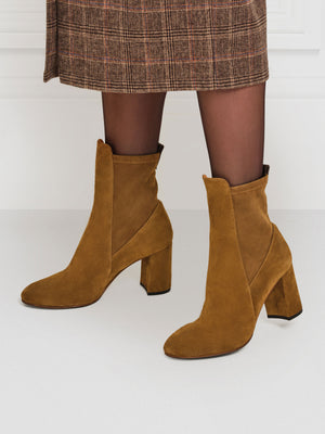The Heeled Belgravia Ankle - Tan Suede