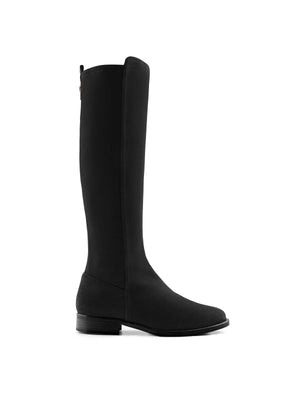 The Belgravia - Women's Flat Tall Boot - Black Suede