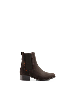 The Brogued Chelsea - Women's Ankle Boot - Chocolate Suede