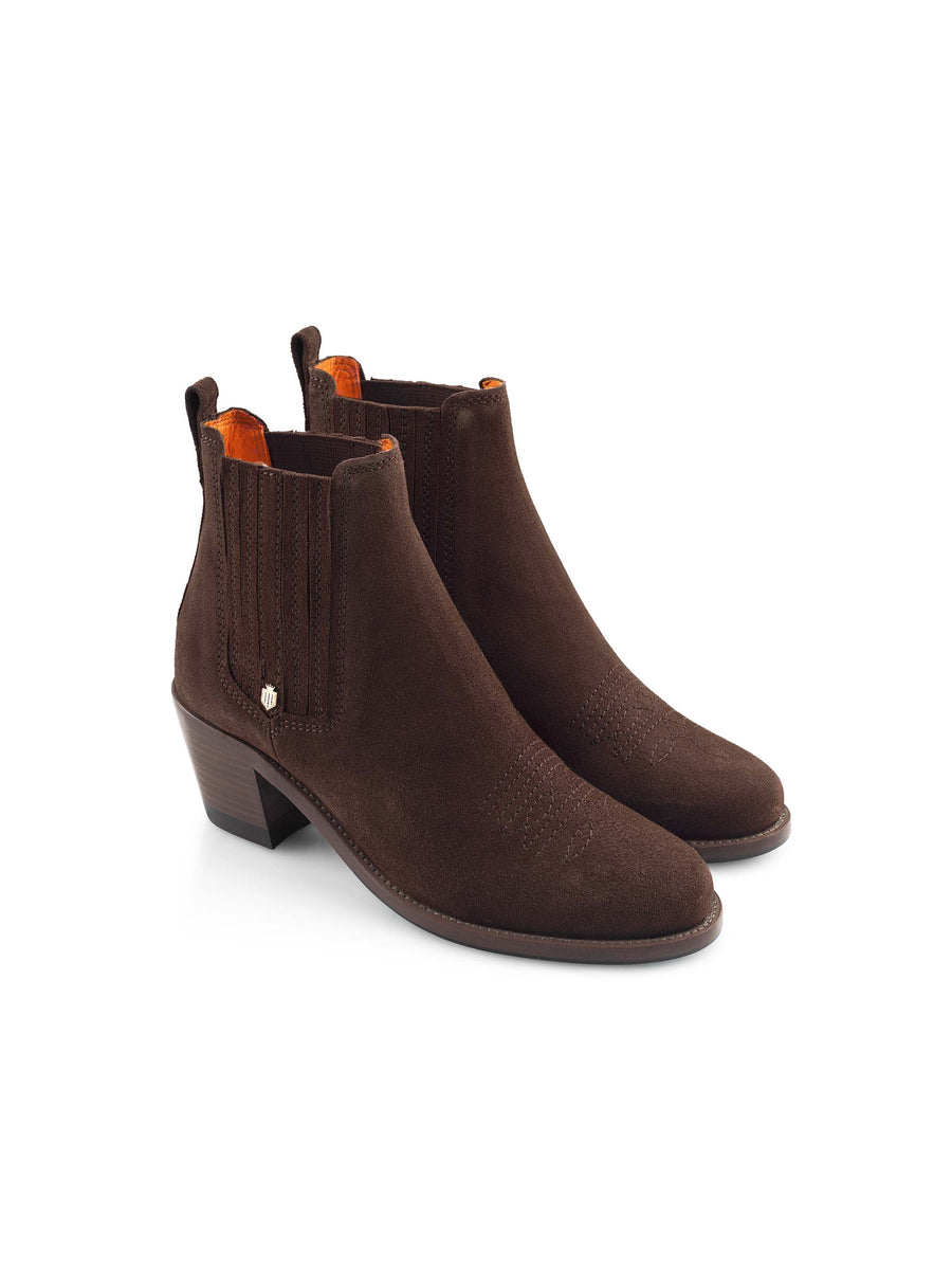 The Rockingham - Women's Heeled Ankle Boots - Chocolate Suede