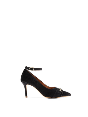 The Epsom - Women's Court Shoe - Black Velvet