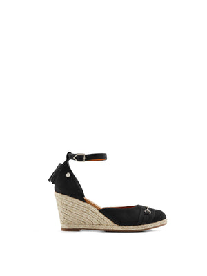 The Florence - Women's Espadrille Wedge - Black Suede