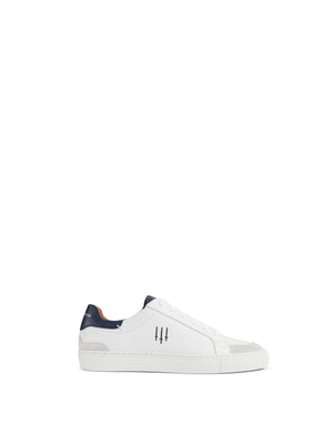 The Holbourne - Men's Sneaker - White Leather, Navy & Grey