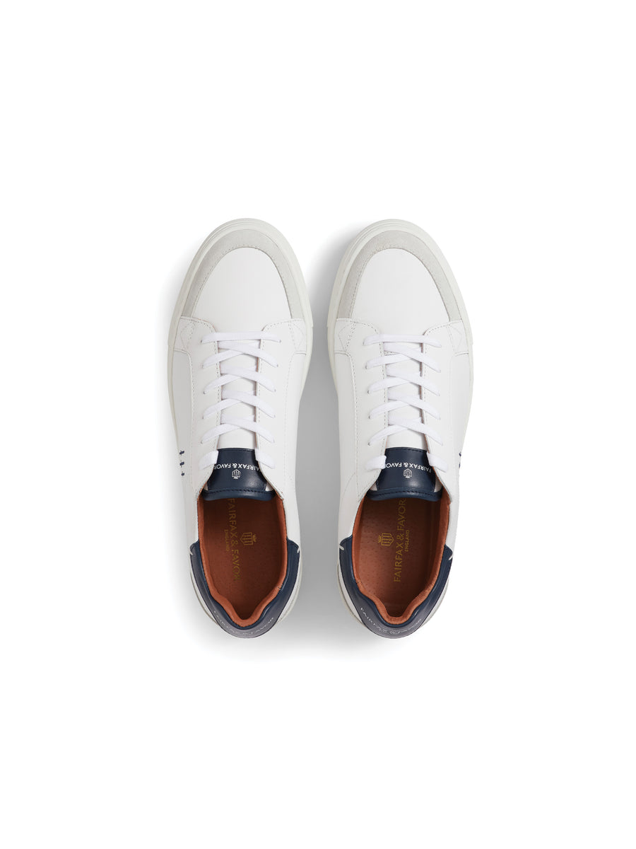 The Holbourne - Men's Sneaker - White Leather, Navy & Grey