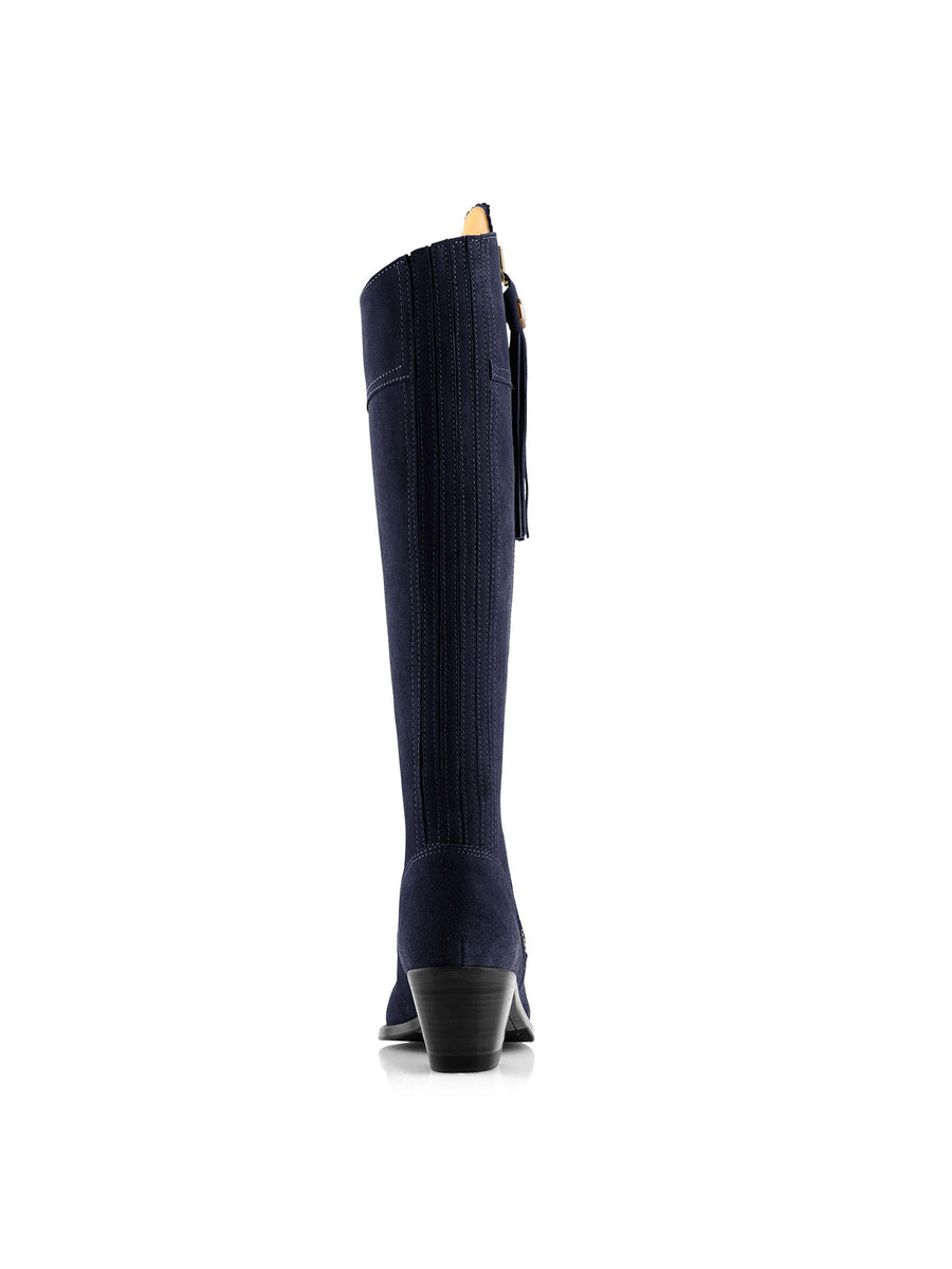 The Heeled Regina (Navy Blue) Narrow Fit - Suede Boot