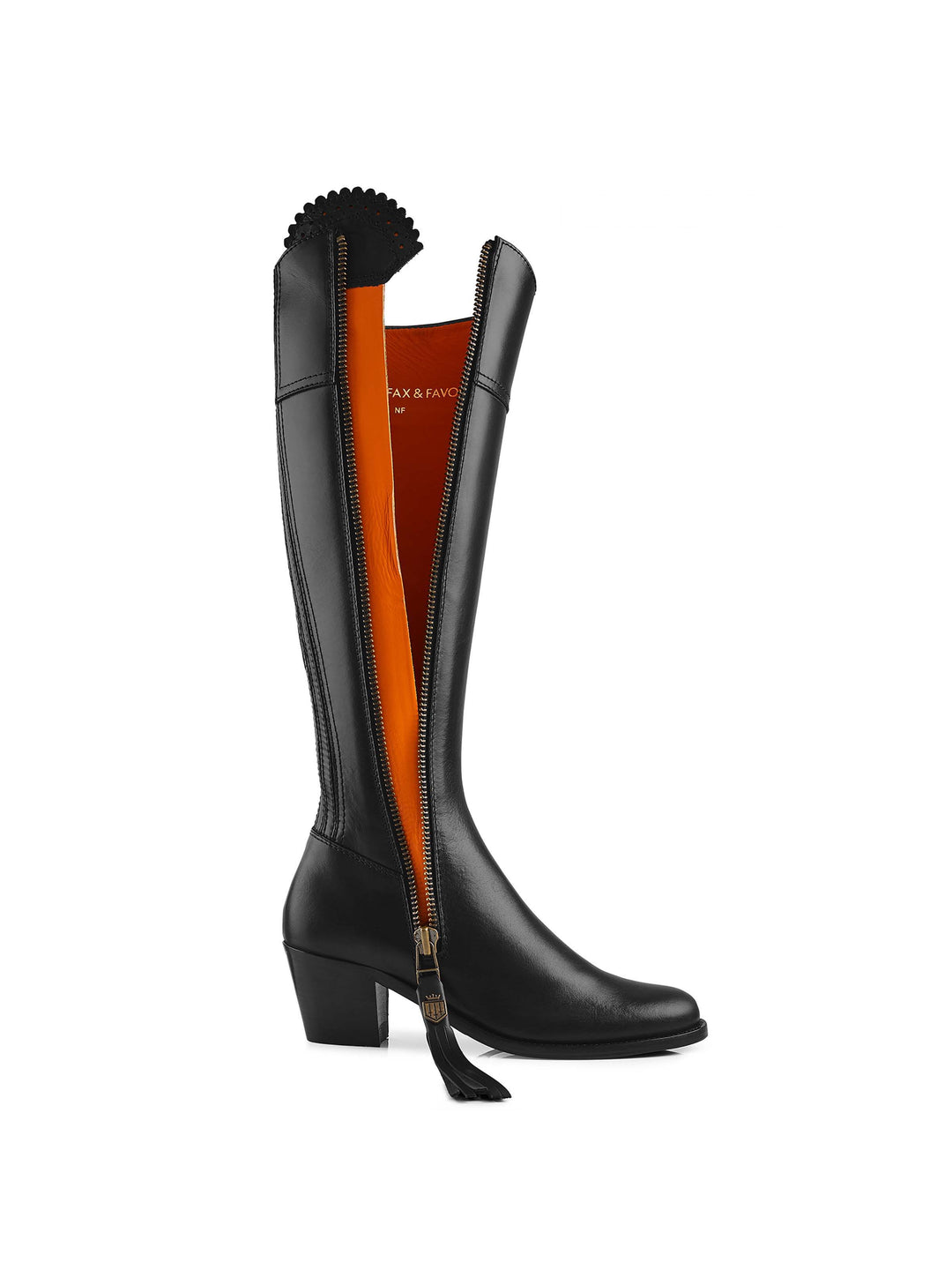 Heeled Regina (Narrow Fit) - Black Leather - Tall Boots