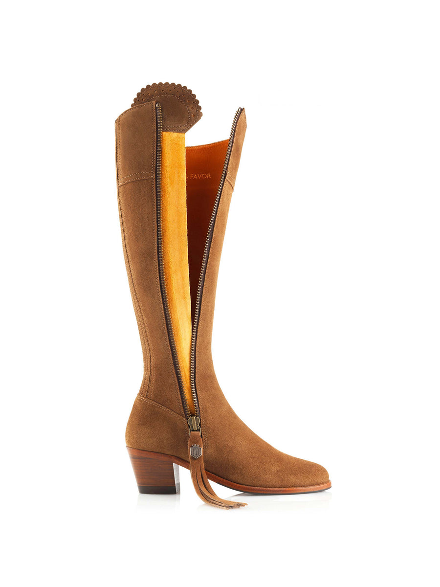 The Heeled Regina (Tan) Narrow Fit - Suede Boot