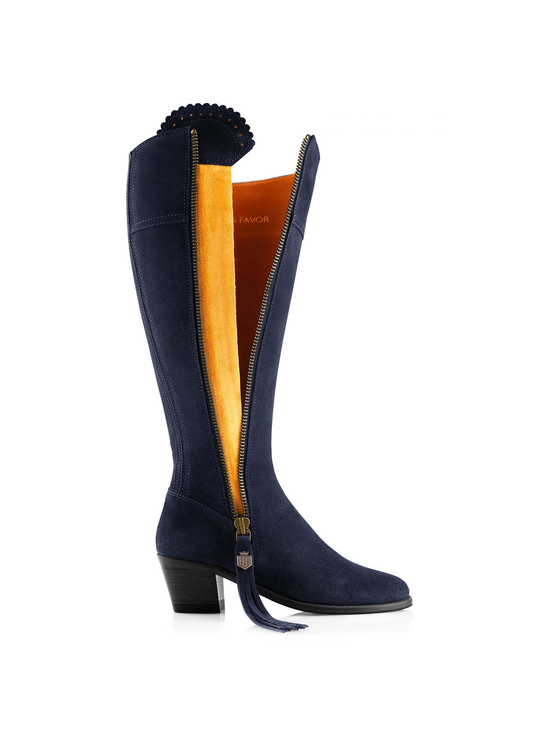 Heeled Regina (Sporting Fit) - Navy Blue Suede - Tall Boots