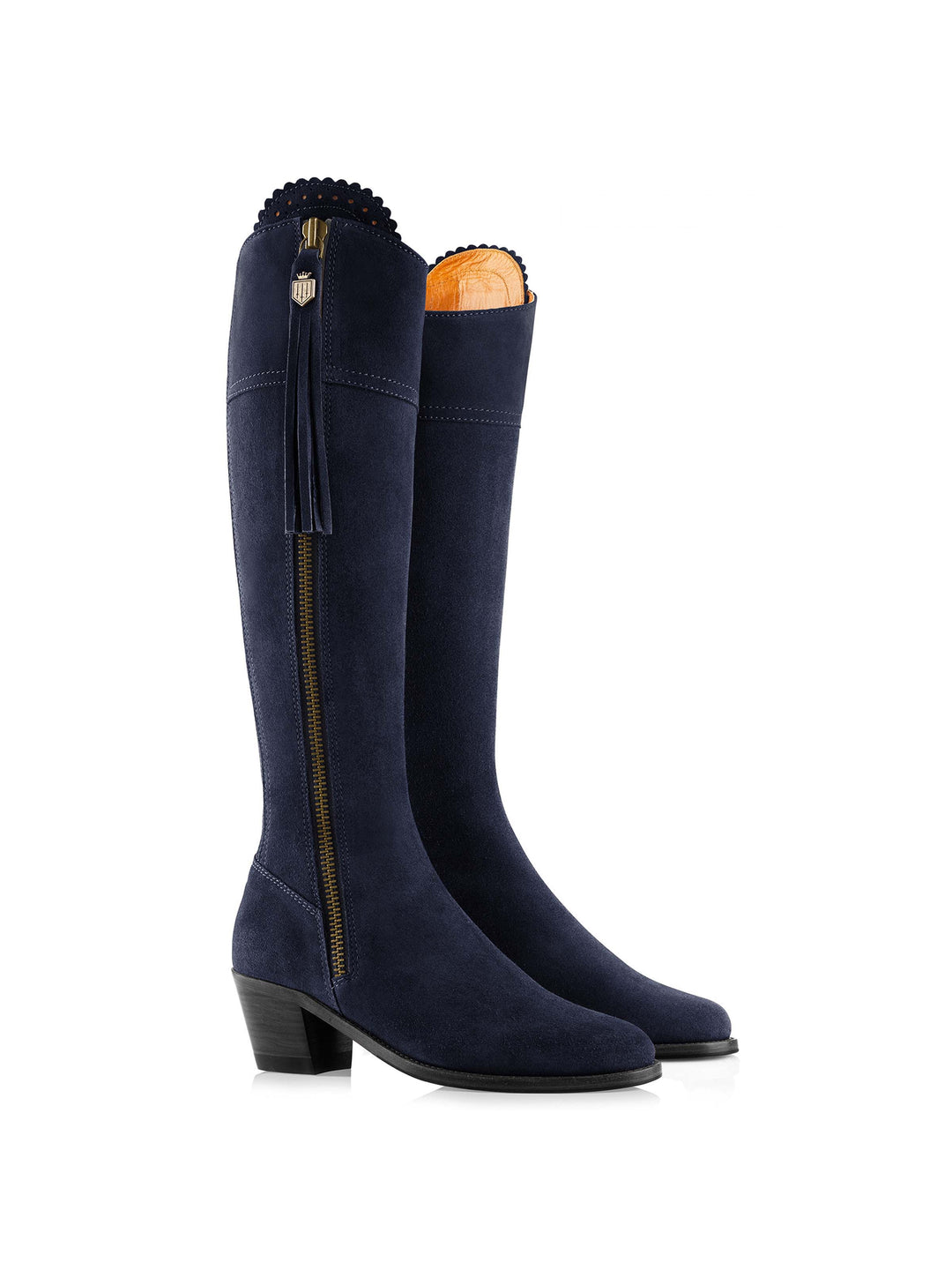 Heeled Regina (Narrow Fit) - Navy Blue Suede - Tall Boots