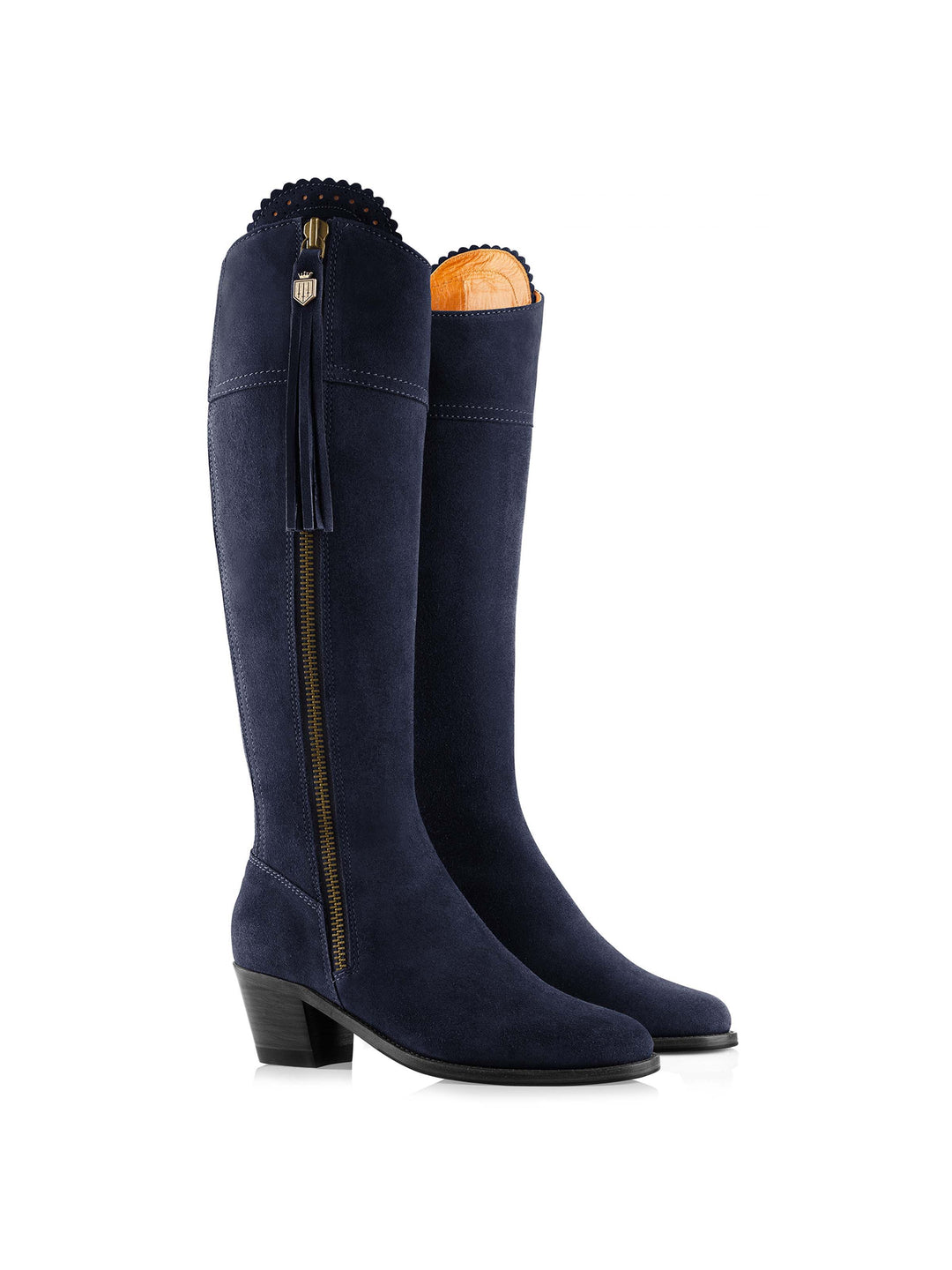 Heeled Regina (Sporting Fit) - Navy Blue Suede - Tall Boots