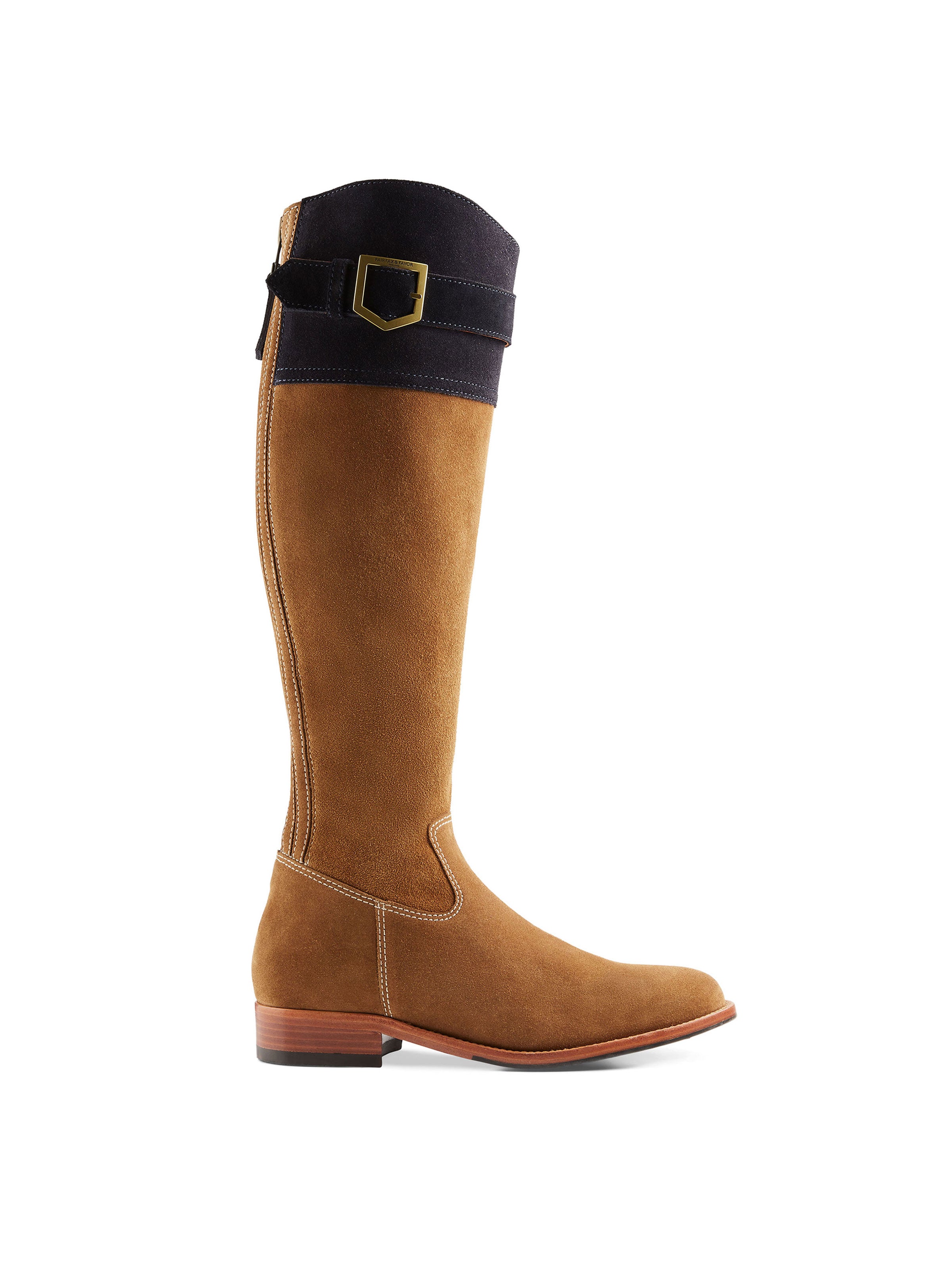 The Olympia - Women's Boot - Tan & Navy Suede | Fairfax & Favor