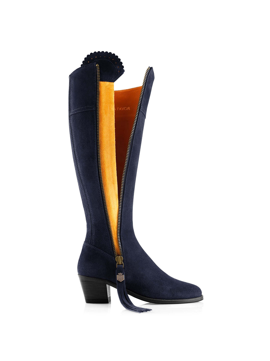 The Heeled Regina (Navy Blue) Regular Fit - Suede Boot
