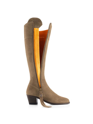 The Heeled Regina (Taupe) Narrow Fit - Suede Boot