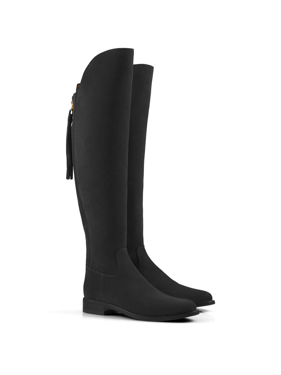 The Amira - Women's Over-the-Knee Boots - Black Suede
