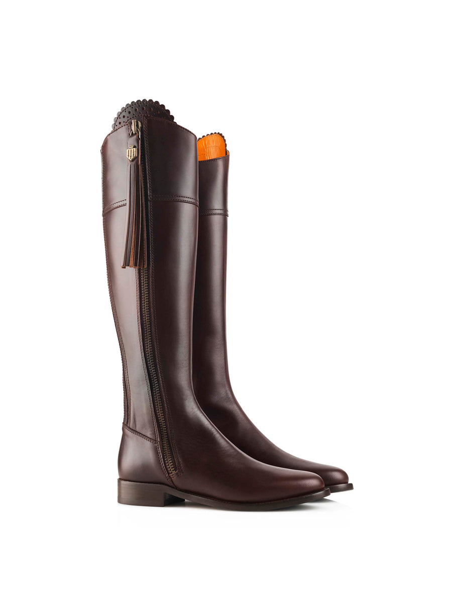 The Regina - Women's Tall Boots - Mahogany Leather, Regular Calf
