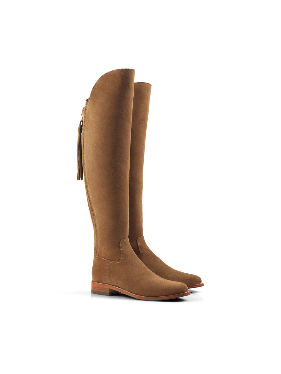 The Amira - Women's Over-the-Knee Boots - Tan Suede