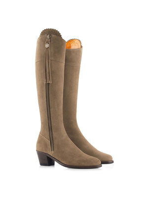 The Heeled Regina (Taupe) Narrow Fit - Suede Boot