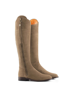 The Regina - Women's Tall Boot - Taupe Suede, Sporting Calf