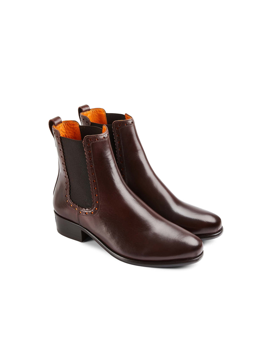 The Brogued Chelsea - Women's Ankle Boots - Mahogany Leather