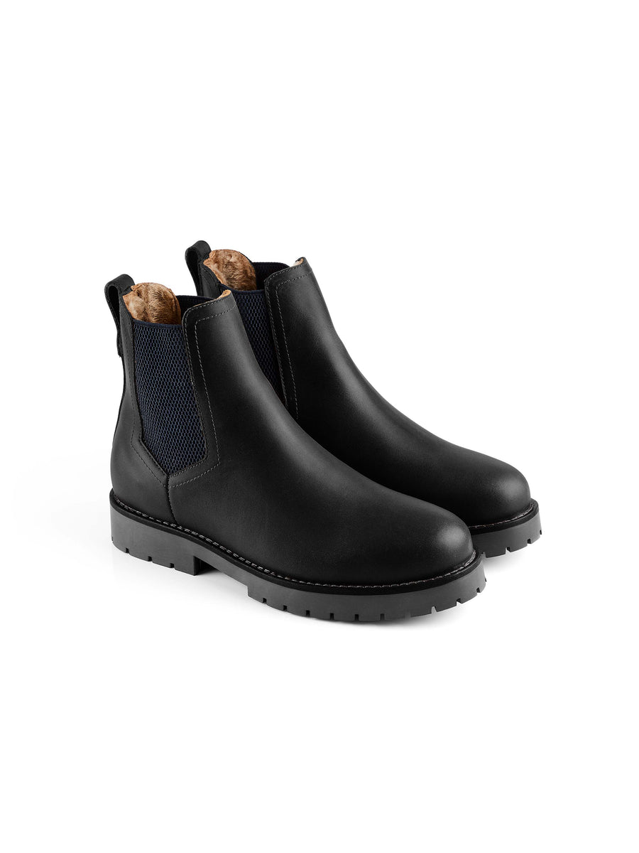 The Boudica - Women's Shearling Lined Ankle Boots - Black Leather