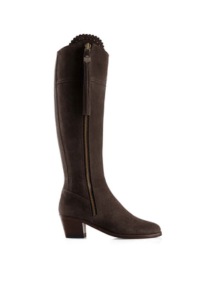 The Heeled Regina - Women's Tall Boot - Chocolate | Fairfax & Favor