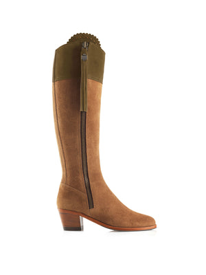 The Heeled Regina (Sporting Fit) - Tan &amp; Olive Suede