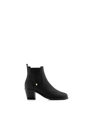 The Rockingham - Women's Heeled Ankle Boot - Black Suede