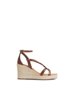 The Rome - Women's Espadrille Wedge - Tan Leather