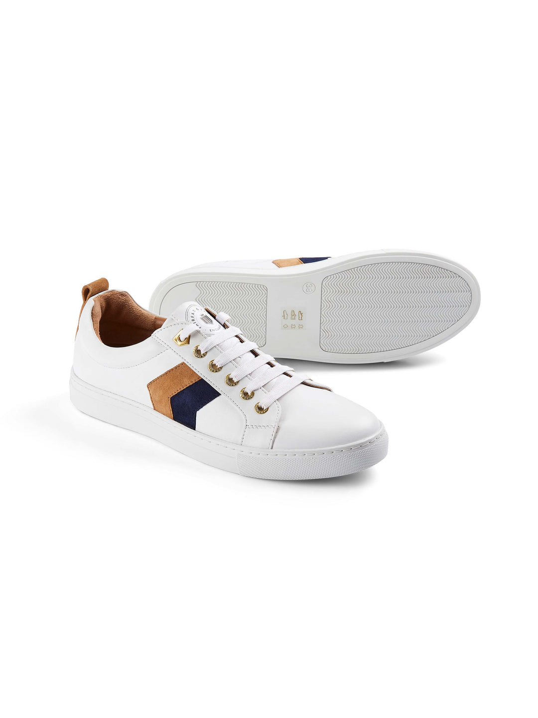 Alexandra - White - Tan & Navy - Trainers